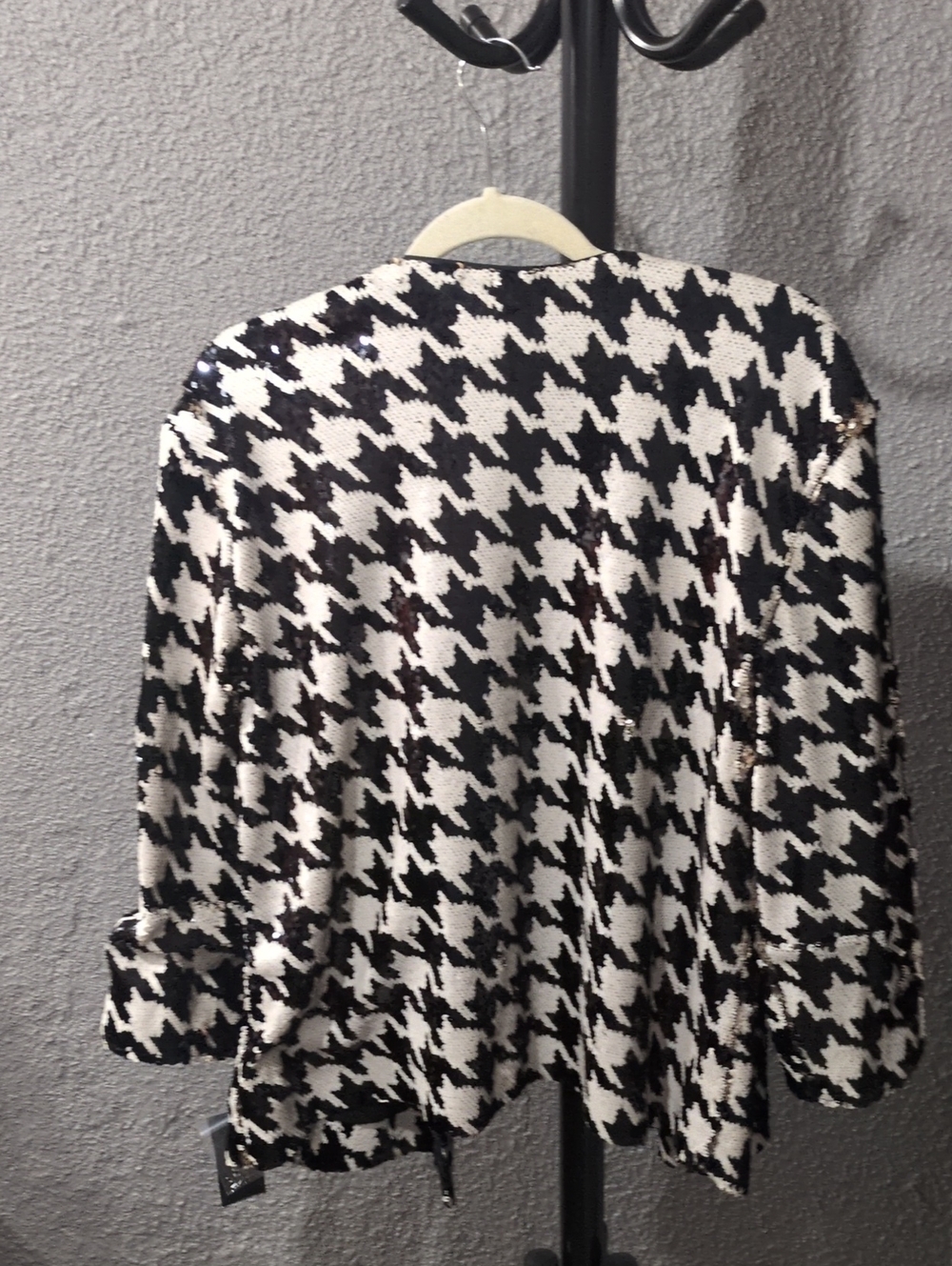 INC International Concepts Black & White Sequin Houndstooth Blazer - Picture 5 of 8